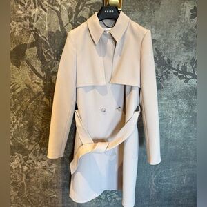 Reiss Pale Beige Double-Breasted Trench Coat with Belt